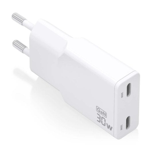 Aisens ASCH-30W2P048-W Ultra Slim GaN Ladegerät 30W 2xUSB-C PD3.0 QC4.0 Weiß