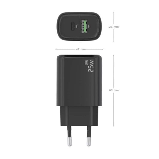 Chargeur Aisens A110-0912 25 W 1 x USB-C PD3.0 1 x USB-A QC3.0 Noir