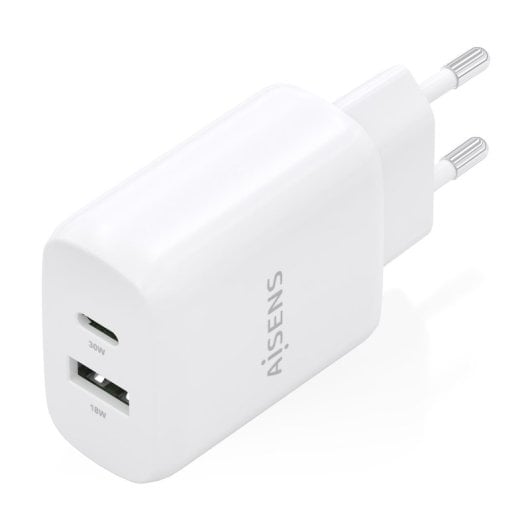 Aisens A110-0923 Cargador GaN 30W 1xUSB-C PD3.0 QC4.0 1xUSB-A QC3.0 Blanco