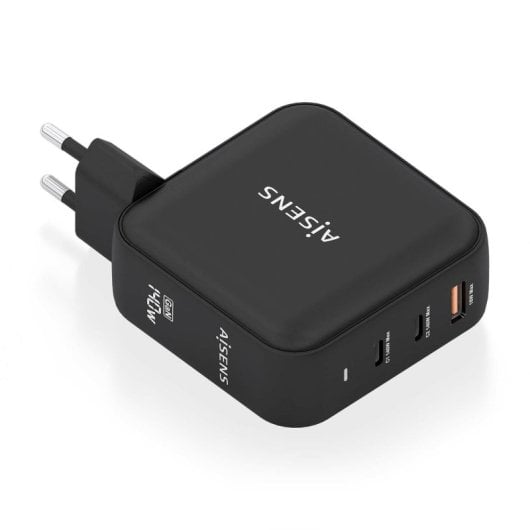 Chargeur Aisens ASCH-140W3P031-BK 140 W GaN 2 x USB-C PD3.1 QC4.0 1 x USB-A QC3.0 Noir