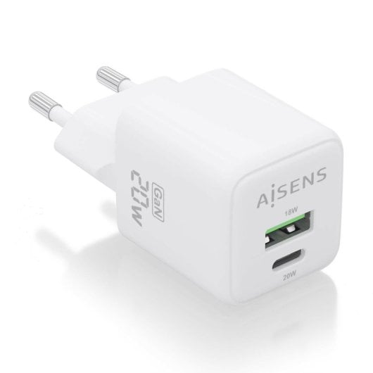 Aisens ASCH-20W2P010-W Cargador GaN 20W 1xUSB-C PD3.0 QC4.0 1xUSB-A QC3.0 Blanco