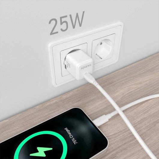 Aisens ASCH-25W1P012-W 25W GaN Ladegerät 1xUSB-C PD3.0 QC4.0 Weiß