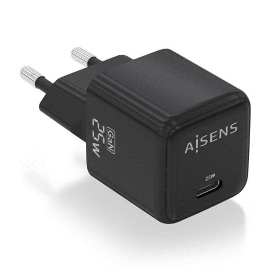 Ladegerät Aisens ASCH-25W1P013-BK GaN 25W 1xUSB-C PD3.0 QC4.0 Schwarz