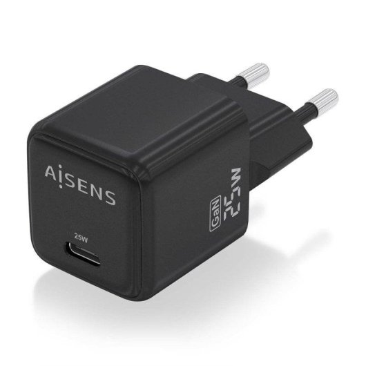 Ladegerät Aisens ASCH-25W1P013-BK GaN 25W 1xUSB-C PD3.0 QC4.0 Schwarz