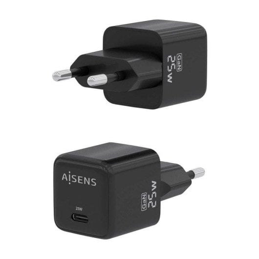 Ladegerät Aisens ASCH-25W1P013-BK GaN 25W 1xUSB-C PD3.0 QC4.0 Schwarz