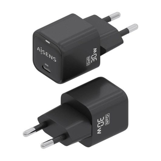 Aisens ASCH-30W1P019-BK GaN-Ladegerät 30W 1xUSB-C PD3.0 QC4.0 Schwarz