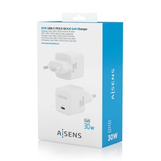 Chargeur Aisens ASCH-30W1P035-W GaN 30 W 1 x USB-C PD3.0 QC4.0 Blanc