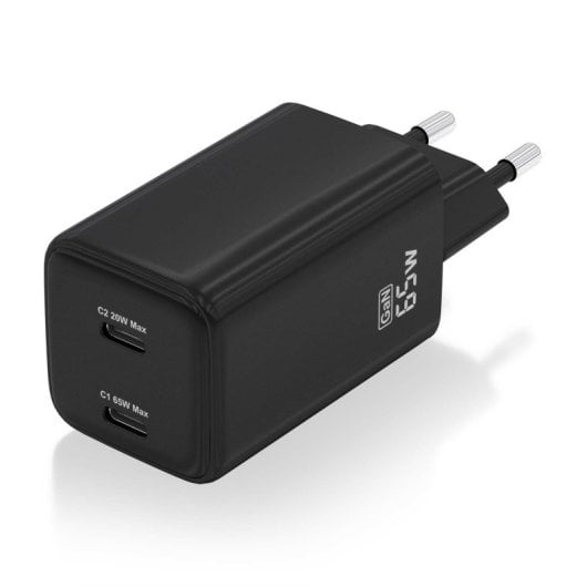 Aisens ASCH-65W2P040-BK 65W GaN Ladegerät 2xUSB-C PD3.0 QC4.0 Schwarz