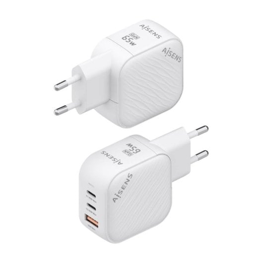 Aisens ASCH-65W3P026-W Carregador GaN 65W 2xUSB-C PD3.0 QC4.0 1xUSB-A QC3.0 Branco