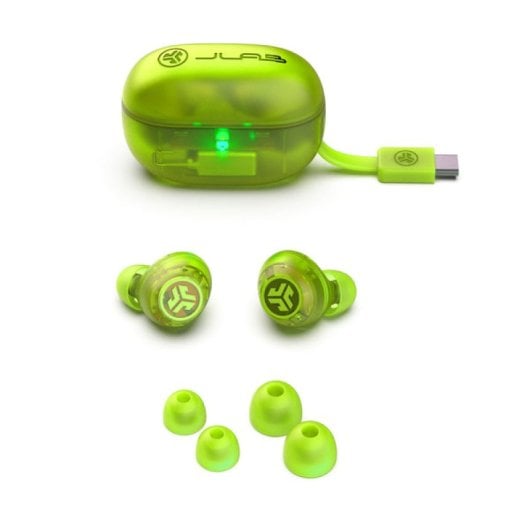 JLab Go Pop ANC Auriculares Bluetooth TWS con Cancelación Activa de Ruido Verde Transparente