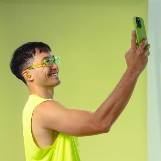 JLab Go Pop ANC Auriculares Bluetooth TWS con Cancelación Activa de Ruido Verde Transparente