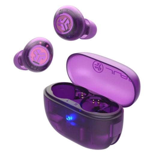JLab Go Pop ANC Auriculares Bluetooth TWS con Cancelación Activa de Ruido Púrpura Transparente