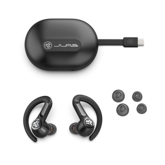 JLab Epic Sport ANC 3 Auriculares Deportivos Bluetooth con Cancelación Activa de Ruido Híbrida Negro