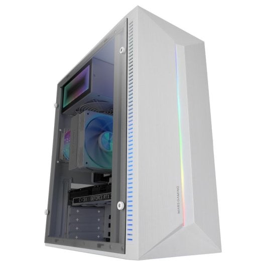Boîtier PC Mars Gaming Mc-Blaze ATX avec ventilateur 80 mm et bande LED RGB avant blanche