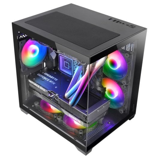 Mars Gaming MC-View2 Caixa Micro-ATX com Dois Vidros Temperados e Ventoinha FRGB 120mm Preta