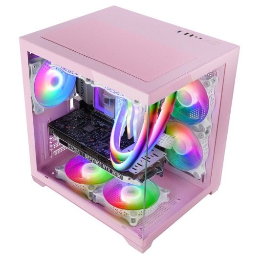 Mars Gaming Mc-view2 Caja Pc Microatx Doble Cristal Templado Ventilador Frgb 120mm Rosa