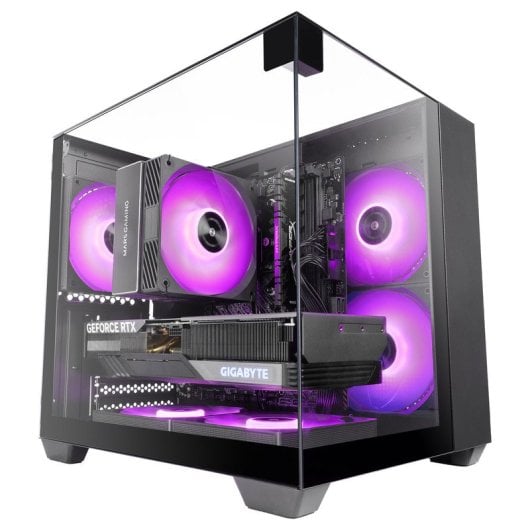 Mars Gaming Mc-visionm Caja Pc Compacta Microatx Triple Cristal Templado Doble Cámara Negro