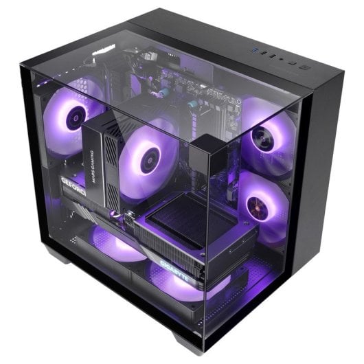 Mars Gaming Mc-visionm Caja Pc Compacta Microatx Triple Cristal Templado Doble Cámara Negro