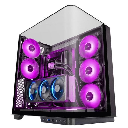 Boîtier PC Mars Gaming Mc-Infinio ATX incurvé en verre trempé, 2 ventilateurs 120 mm, USB-C, noir