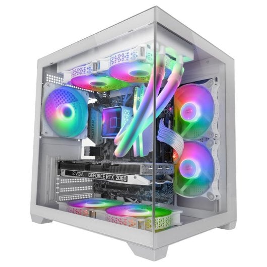Mars Gaming MC-View2 Caixa Micro-ATX com Dois Vidros Temperados e Ventoinha FRGB 120mm Branca