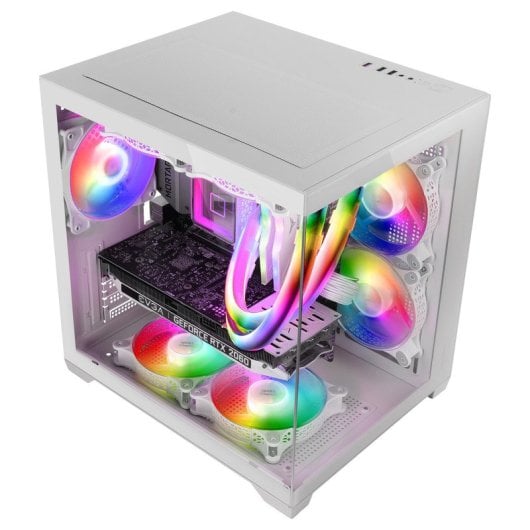 Mars Gaming MC-View2 Caixa Micro-ATX com Dois Vidros Temperados e Ventoinha FRGB 120mm Branca