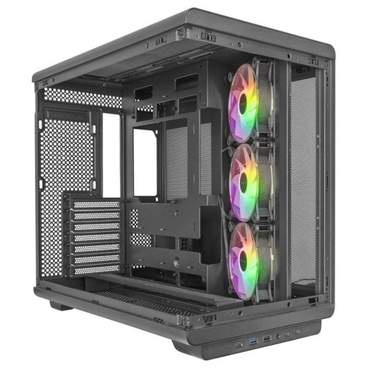 Mars Gaming Mc-rev Caja Pc Atx Doble Cristal Templado 3x Ventiladores Argb Invertidos 12cm Negro