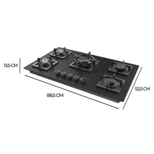 Placa de gas Cecotec Bolero Squad G 5800s Eternal Nano 5 fuegos cristal negro