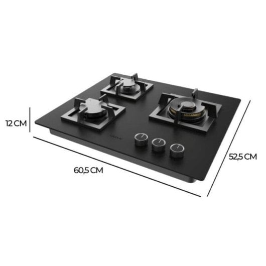 Plaque de gaz Cecotec Bolero Squad G 3800s Eternal Nano 3 feux verre noir
