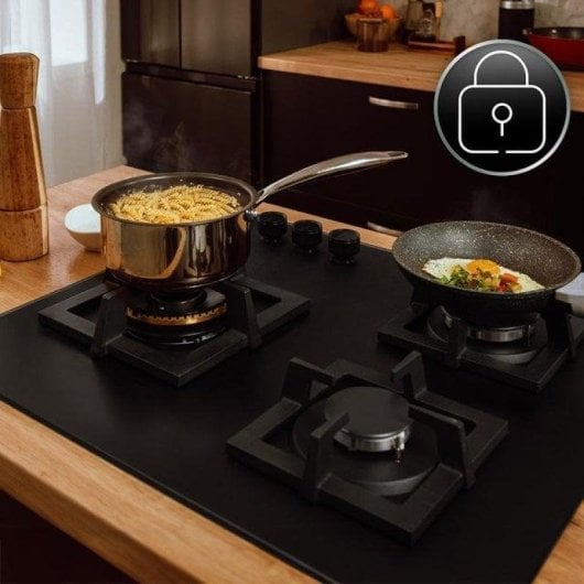 Plaque de gaz Cecotec Bolero Squad G 3800s Eternal Nano 3 feux verre noir