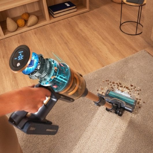 Cecotec Conga Rockstar 10500 Solar AquaPet Flex Aspirador Vertical 780W 100 Min Autonomia Dourado/Cinzento