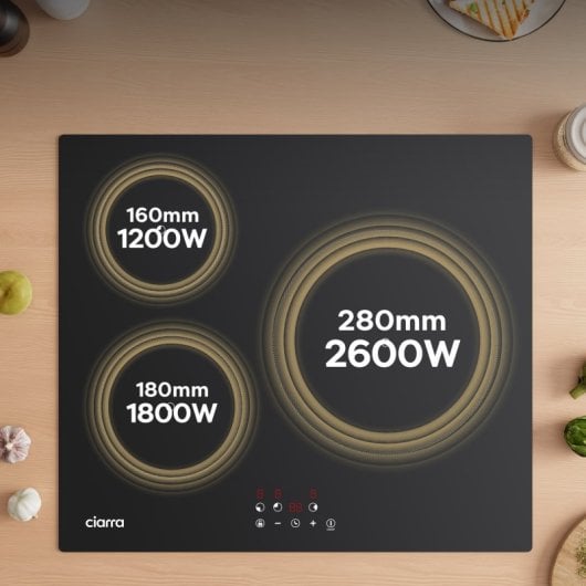 Plaque à induction Ciarra CABBIH3-F 3 zones 60 cm 5600 W Noir