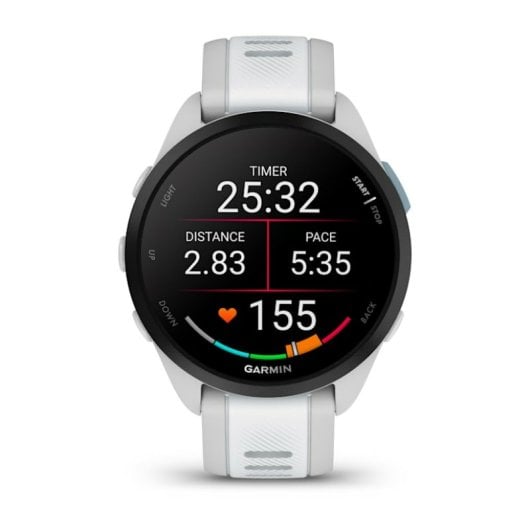 Garmin Forerunner 165 Music GPS Running Smartwatch con display AMOLED e Garmin Pay (bianco)