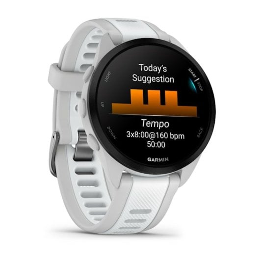 Garmin Forerunner 165 Music GPS Running Smartwatch con display AMOLED e Garmin Pay (bianco)