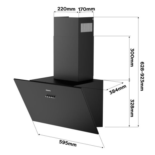 Ciarra CBCB6762A Campana Extractora De Pared 60cm A+++ Negro