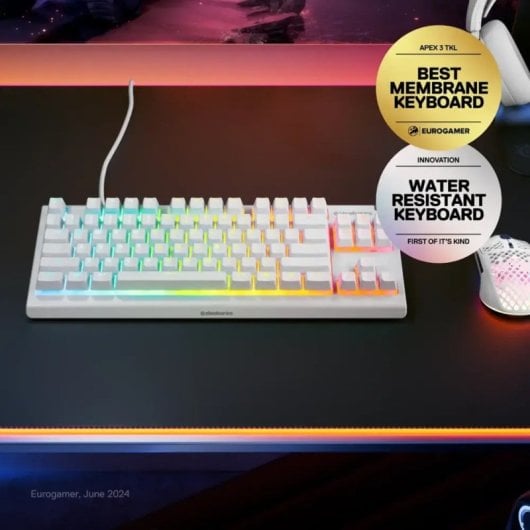 SteelSeries Apex 3 TKL Teclado Gaming RGB Blanco Teclado USA
