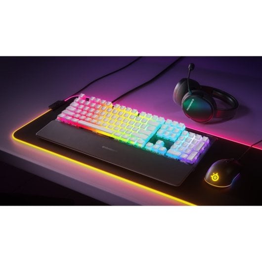 Clavier SteelSeries PrismCAPS Set 104 Keycaps PBT Blanc RGB USA