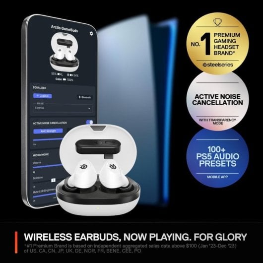 Pack casque Bluetooth SteelSeries Arctis GameBuds PS5 blanc + base de chargement sans fil
