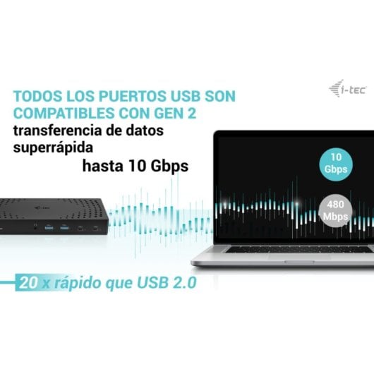 I-Tech Estación de Acoplamiento USB 3.0 / USB-C / Thunderbolt 3 puertos 4K Gen 2 + PD 100 W