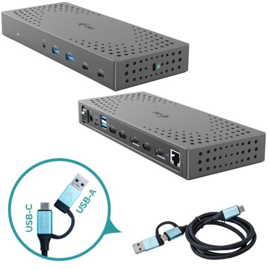I-Tech Estación de Acoplamiento USB 3.0 / USB-C / Thunderbolt 3 puertos 4K Gen 2 + PD 100 W