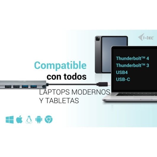 Estación de acoplamiento USB-C i-tec Metal Nano 2x HDMI 100W, 5 Gbps, Plata, LAN Gigabit
