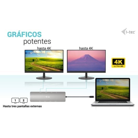 Estación de acoplamiento USB-C i-tec Metal Nano 2x HDMI 100W, 5 Gbps, Plata, LAN Gigabit