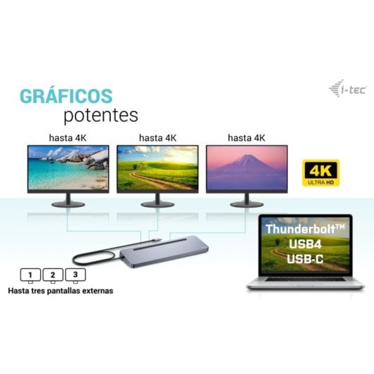 I-Tec Docking Station USB-C 3x Monitor Esterni 4K + Power Delivery 100 W Ergonomico Metallo