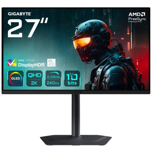 Gigabyte MO27Q2 27" QD-OLED QHD 240Hz 0.03ms HDR 400 Altura Ajustable FreeSync Premium Pro