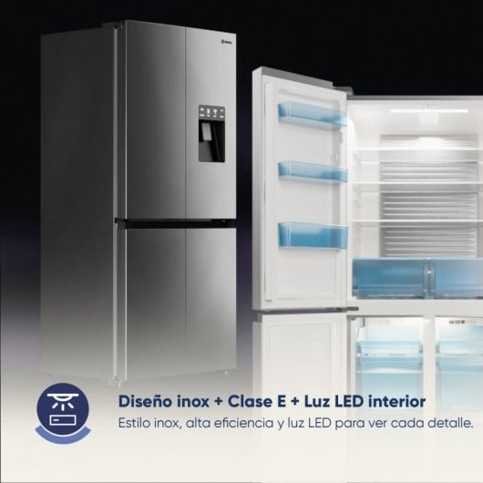 COOL&FREEZE 4 DOOR INOX DISPENSADOR Frigorífico Americano 4 puertas 482L E Inox Con dispensador