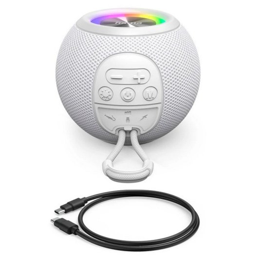Hama Ball Shape Altavoz Bluetooth con 5 Modos de Luz 5W Blanco
