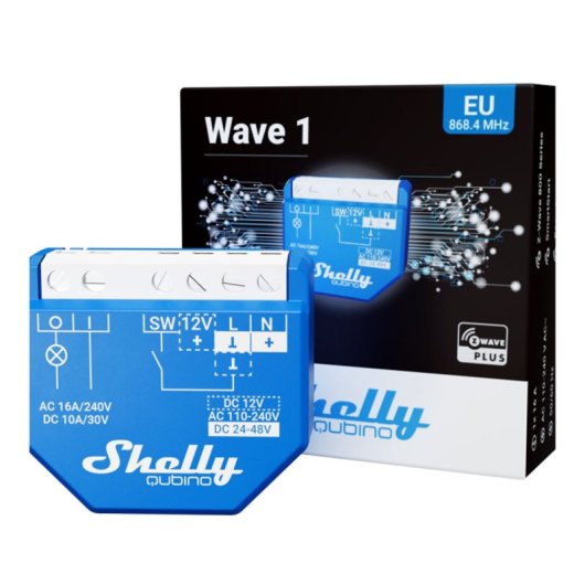 Shelly Qubino Wave 1 Interruptor Inteligente Z-Wave de 1 Canal 16A Azul