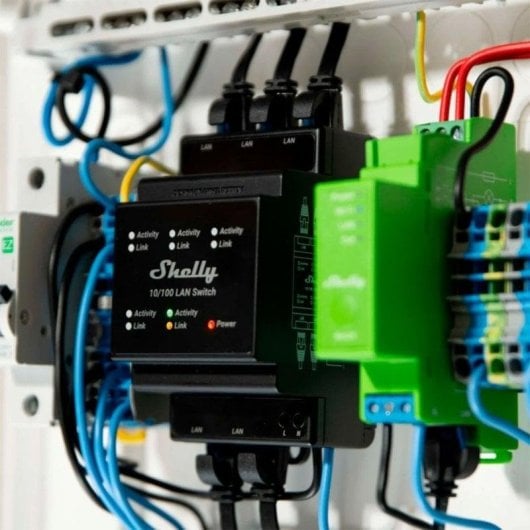 Ethernet-Relais Shelly LAN Switch Ethernet DIN, 5 Ports, LED-Anzeige