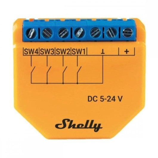 Relais Wi-Fi Shelly Plus i4 DC Contrôle de l’éclairage, Multi-entrée, Encastrable