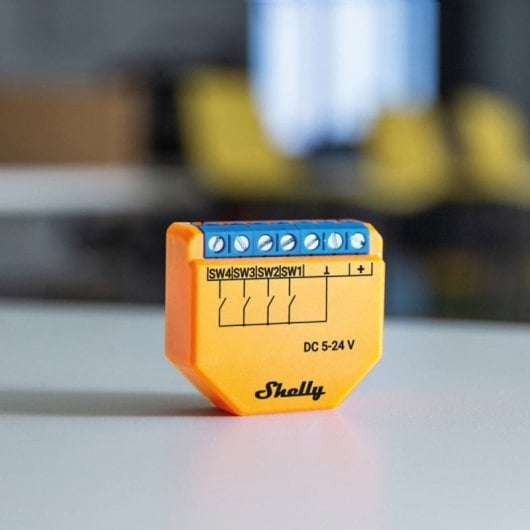 Shelly Plus i4 DC Módulo Comutador WiFi de 4 Canales Naranja