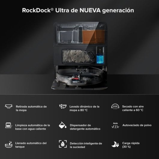 Roborock Saros 10 Robot Aspirador Fregasuelos Negro